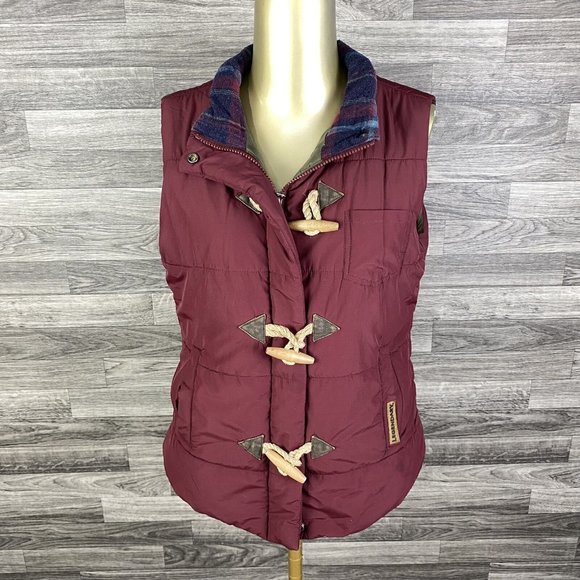 LEGENDARY WHITETAILS Zip & Snap Toggle Buttons Maroon Quilted Vest Women's Small - Picture 11 of 11